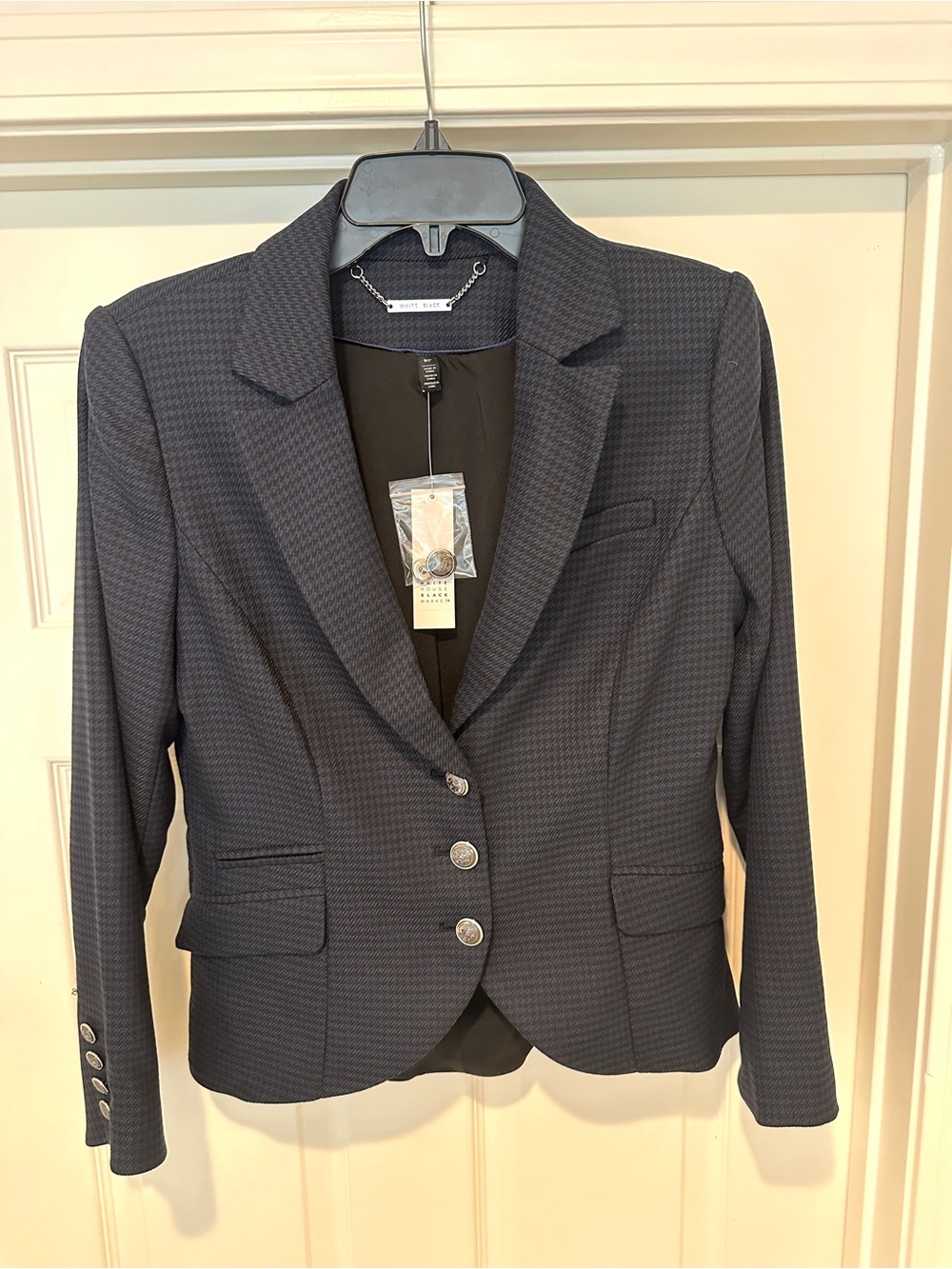 NWT Navy & Black Houndstooth Blazer White House Black Market